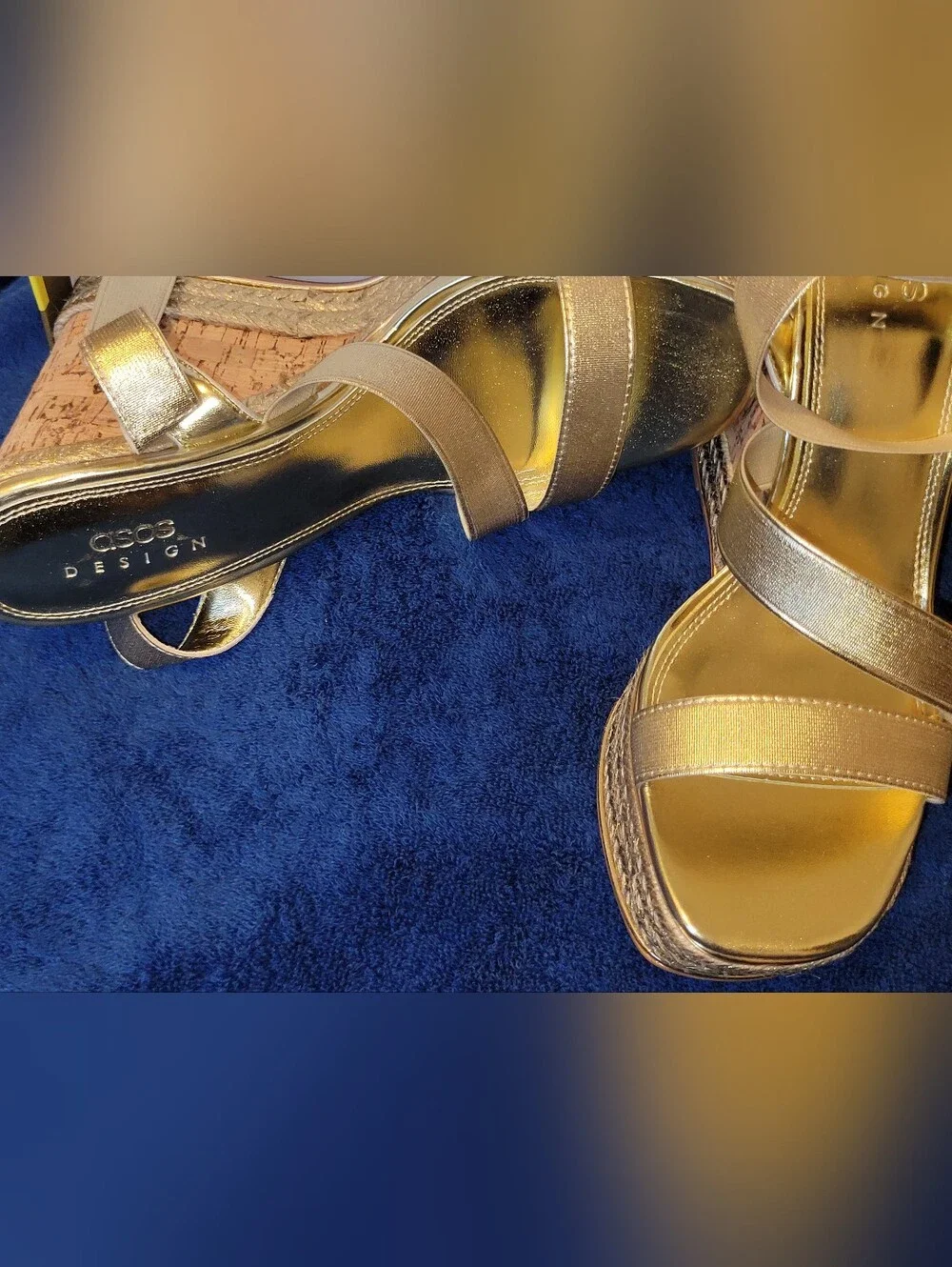 ASOS Metallic Gold Cork Wedge Sandals